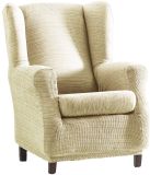 Eysa Aquiles elastische banksprei vleugelfauteuil kleur 00-ecru, polyester-katoen, 37 x 29 x 5 cm