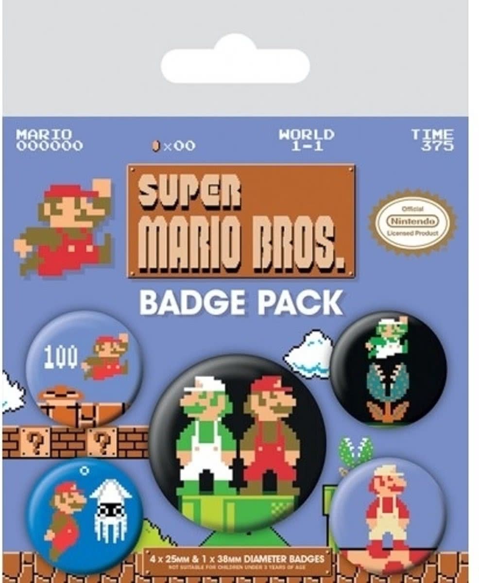 Pyramid International NINTENDO - Pack 5 Badges - Super Mario Bros