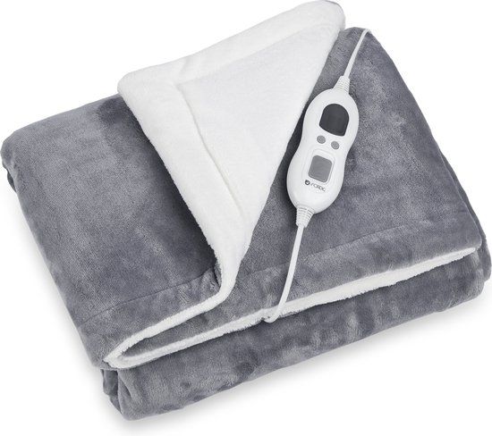 Elektrische Bovendeken 160x120 cm - Grijs - 6 Warmtestanden - Timer - 1 Persoons