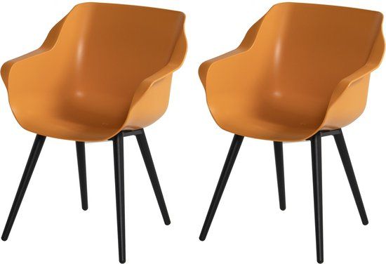 Hartman Sophie Armchair Garden Chair with Armrest - Orange - Set of 2 - Black Studio Base