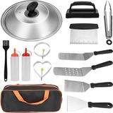 Merkloos 14-delige barbecuegereedschapset, roestvrij staal, zilver