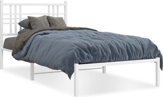 VidaXL Bedframe met Hoofdbord Metaal Wit 100x200 cm