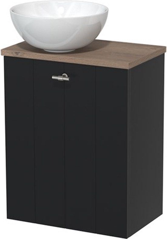 Maxaro Modulo Toiletmeubel 41 cm Mat Zwart Middenbruin Eiken