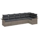 vidaXL Tuinbank Set van 6 stuks Grijs Poly Rattan