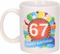 Bellatio Decorations 67 jaar Verjaardag koffiemok - cadeau beker - feestelijke ballonnen print - 300 ml - keramiek - wit