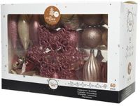 Decoris Kerstballen Kunststof 60 Stuks Roze Kerstdecoratie Set