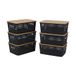Relaxdays opbergbox set van 6, kunststof en bamboe, met deksel, handgrepen, 10.5x25.5x18 cm, zwart