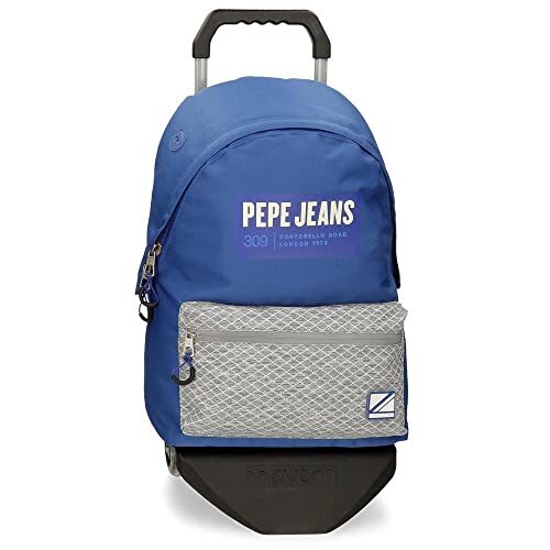 Pepe Jeans Darren schoolrugzak met trolley, blauw, 31 x 44 x 17,5 cm, polyester, 20,46 l, Rosa Roja, schoolrugzak met trolley