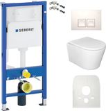 Lavita WC-set: Duofix Basic voorwandelement + Lavita wandcloset Versoni Wit Randloos Tornado spoelsysteem + WC-zitting met softclosing mechanisme + Delta 25 bedieningsplaat Witte knop Complete set