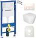 Lavita Set WC : Duofix Basic élément de paroi avant + Lavita WC Versoni Blanc sans bride système de chasse Tornado + abattant WC avec mécanisme de fermeture douce + plaque de commande Delta 25 bouton Blanc Set complet