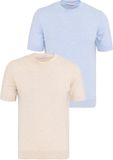 Felix Hardy T-shirt 2-pack Heren Beige-Blauw Gemêleerd XL