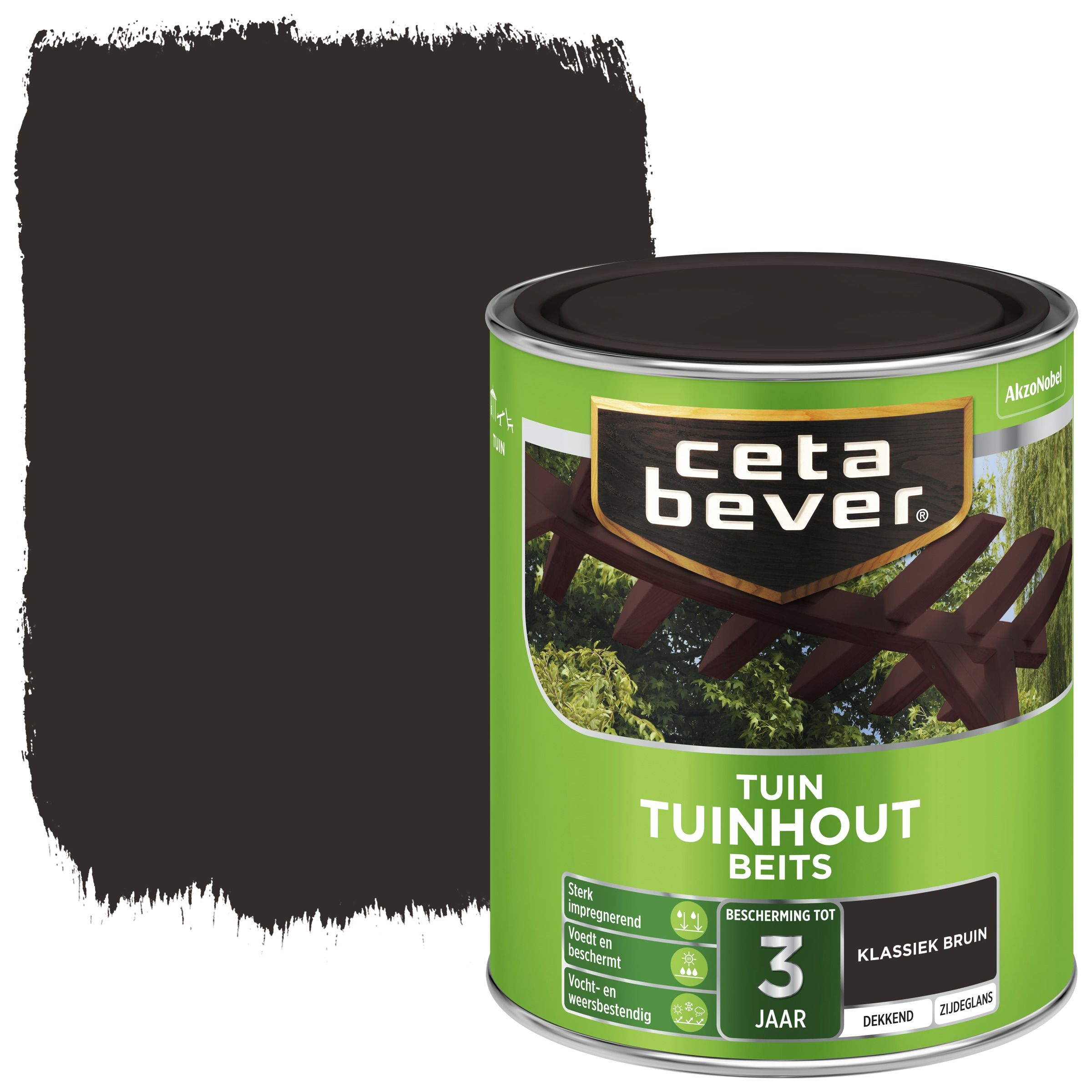 Cetabever tuinhout beits dekkend klassiek bruin zijdeglans 750 ml