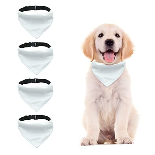 URROMA 4 stuks witte driehoek hond bandana kraag, hond bandana met verstelbare gesp sublimatie lege DIY hond bandana's voor honden en katten, M