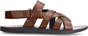 Manfield Heren Leren Gevlochten Cognac Slippers Maat 44