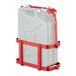 Relaxdays Benzine jerrycanhouder voor 10 liter en 20 liter, afsluitbaar, voor auto en motorfiets, ijzeren jerrycanhouder, rood