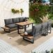 Banc de jardin sans marque - Acier galvanisé - Table en plastique - Aspect bois - 10 places