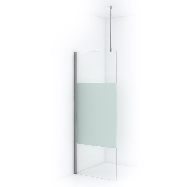 Maxaro Inloopdouche Diamond 80cm 8mm Helder Veiligheidsglas met Matte Strook Chroom
