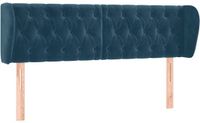 vidaXL Hoofdbord met randen fluweel donkerblauw 163x23x78/88 cm