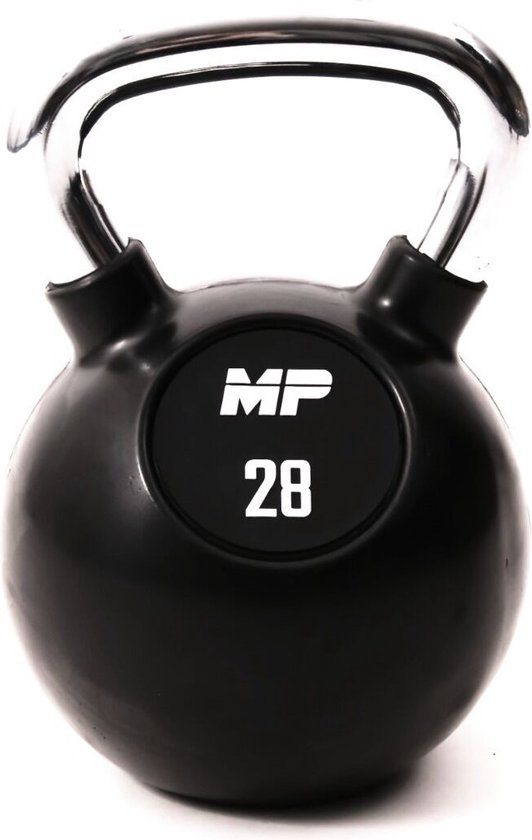 Muscle Power Rubberen Kettlebell - Zwart - 28 kg