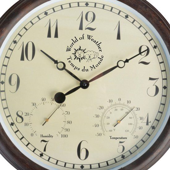 LuxeLivin' Wandklok - 38cm - Thermometer - Binnen & Buiten - Rond - Multi