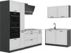 Vicco Hoekkeuken R-Line, Wit landelijk/Antraciet, 230 x 120 cm marmer werkblad