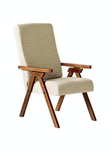 ESSEGI snc Fauteuil van hout, relaxstoel met 3 bewegingen, stof beige