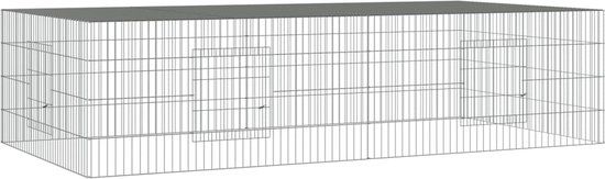 vidaXL Konijnenkooi met 2 panelen 220x110x55 cm gegalvaniseerd ijzer