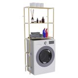 HAC24 Bovenkast voor wasmachine en droger, grenenhout. Verstelbare planken. Plank voor wasmachine. Houten plank