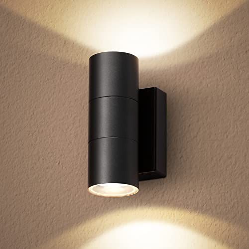 CELAVY Led-wandlamp voor buiten, IP65 waterdicht, aluminium, updown, GU10, zwart