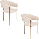 Dutchbone Naida Eetkamerstoelen Armleuning Beige - Set van 2
