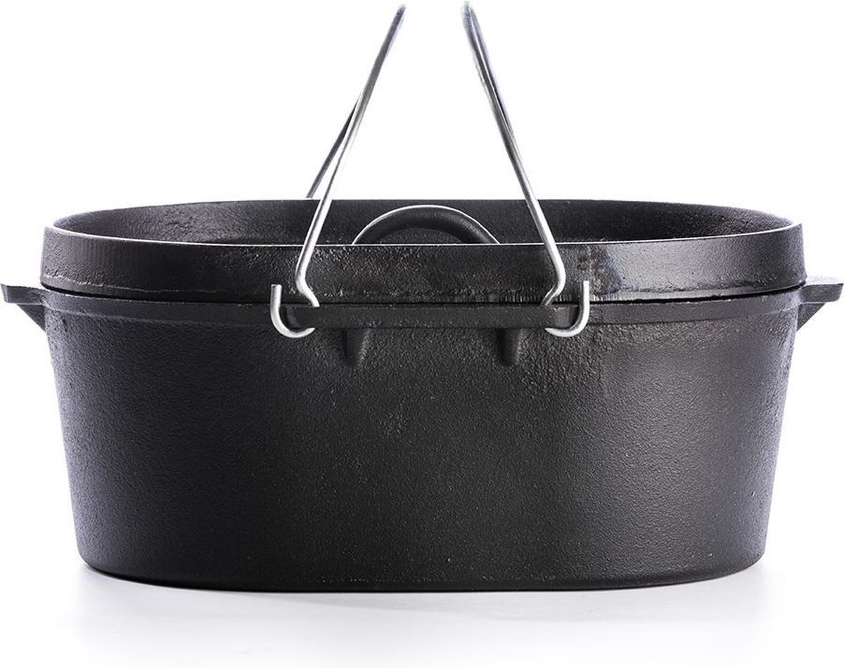 Valhal Outdoor Dutch Oven 9L - Gietijzer - Ovaal, grill deksel - VH9L