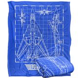 Top Gun Deken, 152 x 127 cm Plane Blueprint Silky Touch Super Zachte Sprei Deken