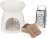 Merkloos Amberblokjes/geurblokjes cadeauset - Sandelhout - Inclusief Geurbrander en Mini Rasp