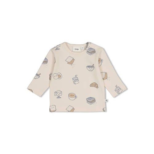 Feetje aansluitende longsleeve met print - crème