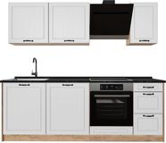 Vicco Complete keukeneenheid R-Line, Wit landelijk/Goudkleurig Eiken, 220 cm zonder werkblad