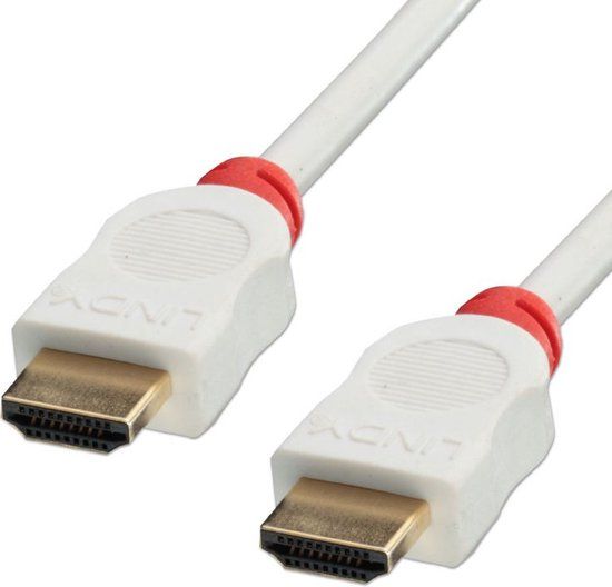 LINDY 41413 HDMI-kabel HDMI Aansluitkabel HDMI-A-stekker, HDMI-A-stekker 3.00 m Wit 4K UHD, Rond, UL gecertificeerd, Afgeschermd (dubbel), Stugge binnenader