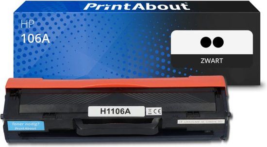 PrintAbout Toner 106A (W1106+1106) Zwart Multipack geschikt voor HP