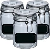Zeller Weckpotten/inmaakpotten - 6x - 250 ml - glas - met beugelsluiting - incl. etiketten