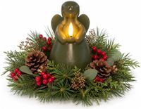 Anna's Collection Bougie LED de Noël - forme d'ange - vert jade - 14 x 8 cm - avec minuterie - à piles