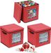 Merkloos Relaxdays Kerstballen opbergbox - 3 stuks - 33x33x33 cm - rood