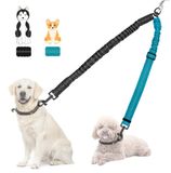 Double Dog Leash with 360° Rotation and Shock Absorbing Bungee