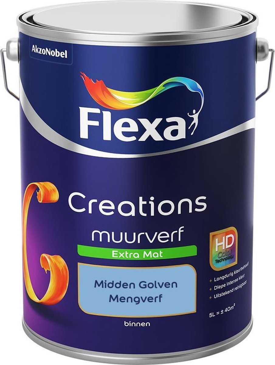 FLEXA Creations Muurverf - Extra Mat - Midden Golven - 5 liter
