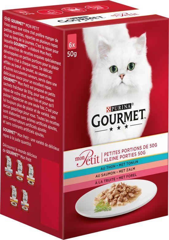 Gourmet Mon Petit Kattenvoer - Tonijn, Zalm en Forel - 4x (6 x 50 g)