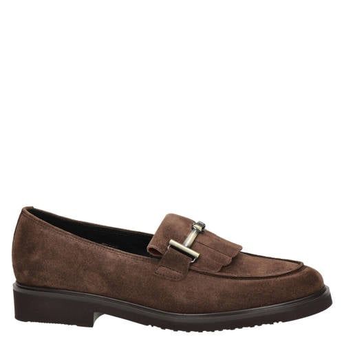 Gabor suède loafers met blokhak - bruin
