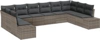 vidaXL Tuinbank Set 10-delig Grijs Polyrattan