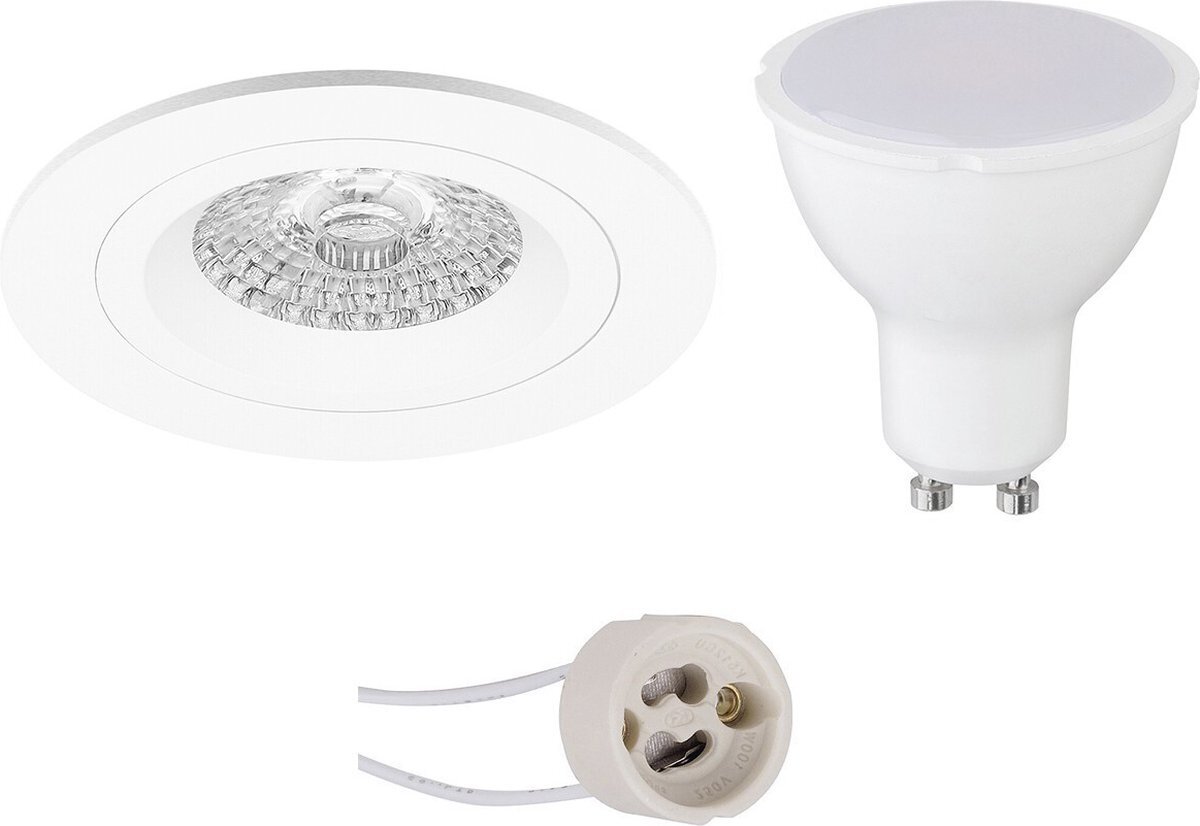 Qualu LED Spot Set - Igia - Proma Rodos Pro - GU10 Fitting - Inbouw Rond - Mat Wit - 6W - Helder/Koud Wit 6400K - Ø93mm