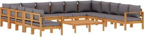 vidaXL Loungeset met kussens massief acaciahout