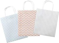 Folia 21821 papieren zakken van kraftpapier, cadeauzakjes, 12 stuks, ca. 18 x 8 x 21 cm, op kleur gesorteerd in 3 trendy patronen, om te knutselen, versieren en cadeau te geven, kleurrijk.