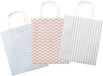 Folia 21821 papieren zakken van kraftpapier, cadeauzakjes, 12 stuks, ca. 18 x 8 x 21 cm, op kleur gesorteerd in 3 trendy patronen, om te knutselen, versieren en cadeau te geven, kleurrijk.