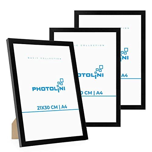 Photolini Set van 3 fotolijsten 21x30 cm A4 modern zwart